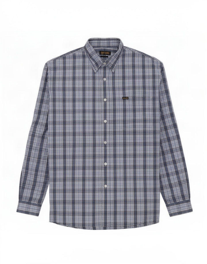 Wrangler Herrenhemd XL, blau kariert, Baumwolle