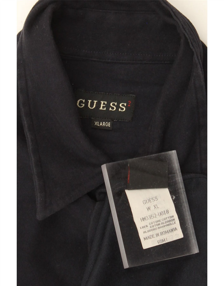 Guess Herrenhemd XL Marineblau aus Baumwolle