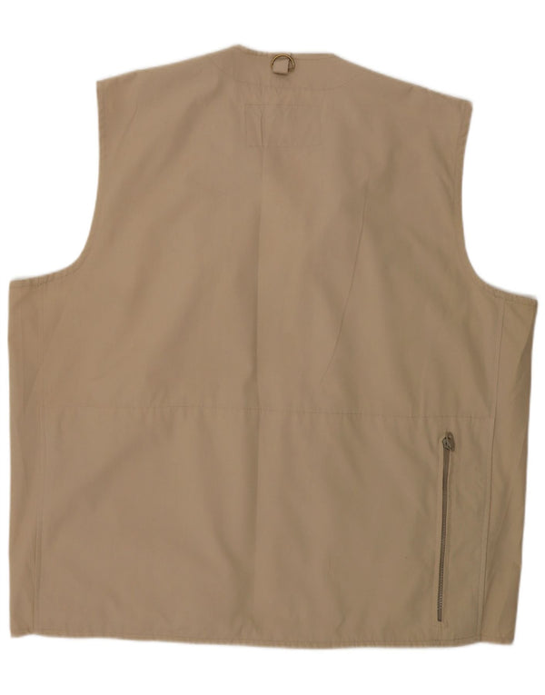 Vintage Herren Utility Gilet UK 42 XL Beige Baumwolle