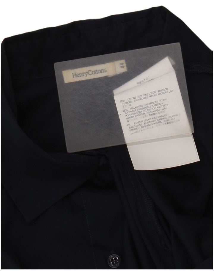 Henry s Damen Kurzarm-Hemdbluse IT 44 Mittelblau