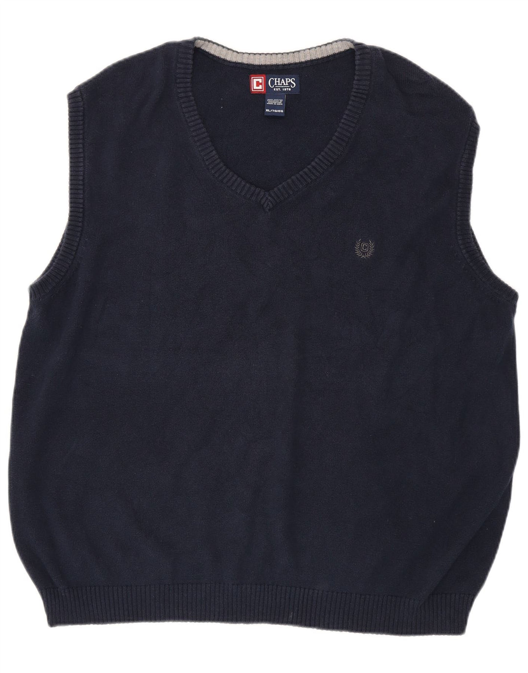 CHAPS Herren-Weste-Tanktop XL aus marineblauer Baumwolle
