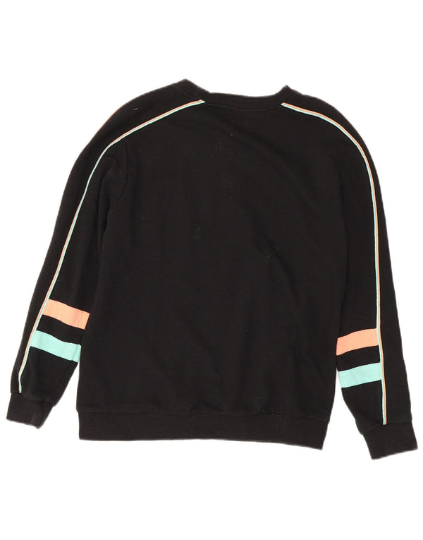Fila Damen Grafik-Sweatshirt-Pullover UK 8 Small Schwarz Baumwolle