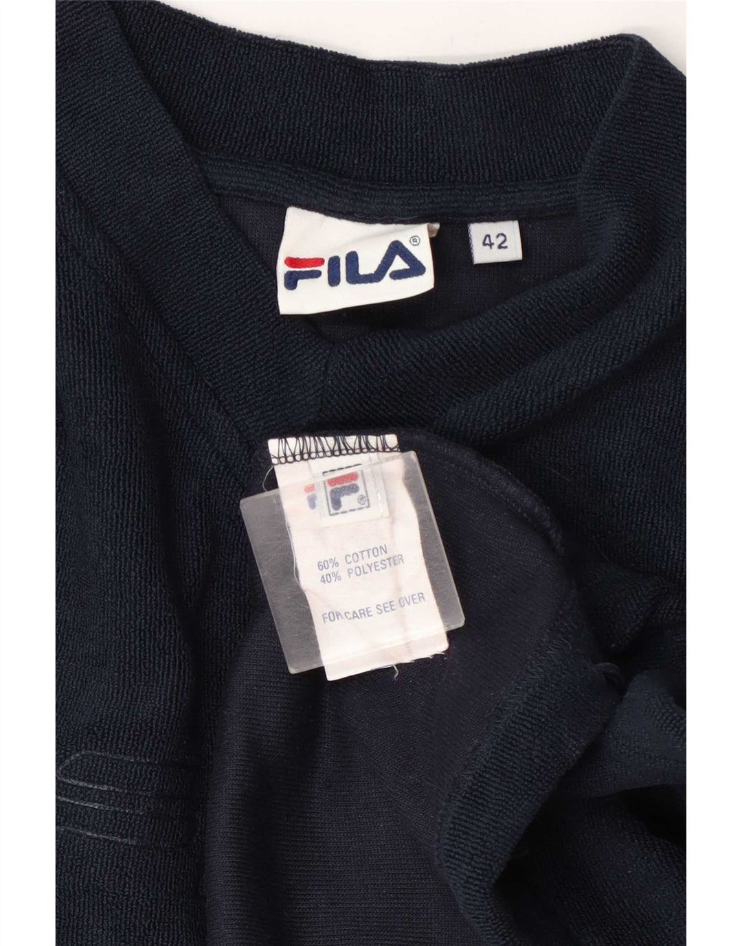 Fila Damen Grafik-Sweatshirt-Pullover IT 42 Mittelmarineblaue Baumwolle
