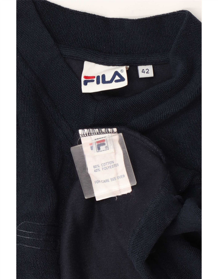 Fila Damen Grafik-Sweatshirt-Pullover IT 42 Mittelmarineblaue Baumwolle