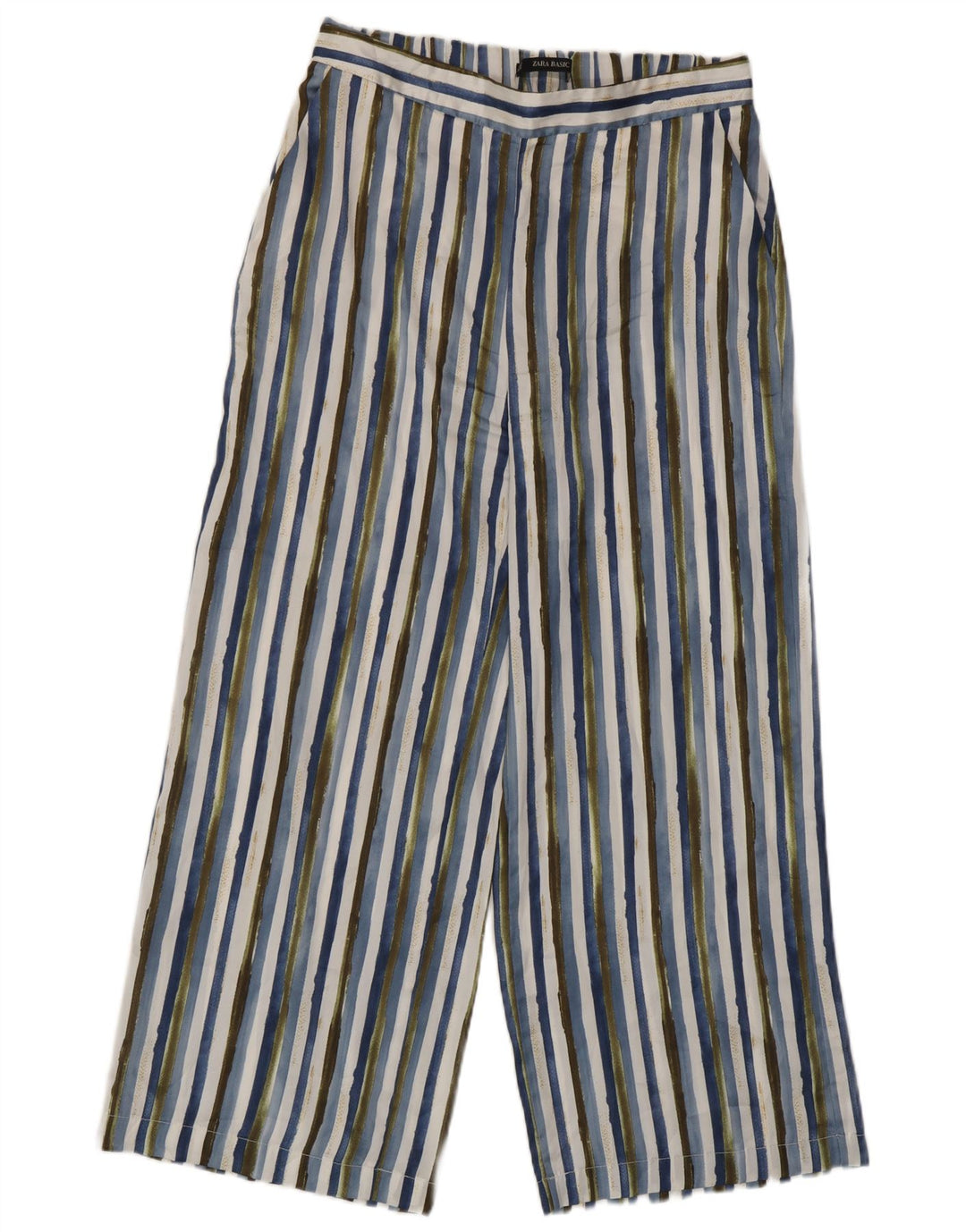 Zara Damen-Hose, mittelgroß, W28, L25, mehrfarbig, gestreift, Polyester