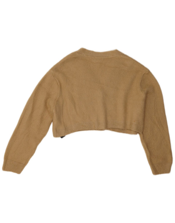 Topshop Womens Crop Oversized Cardigan Pullover UK 10 Small Beige Acryl