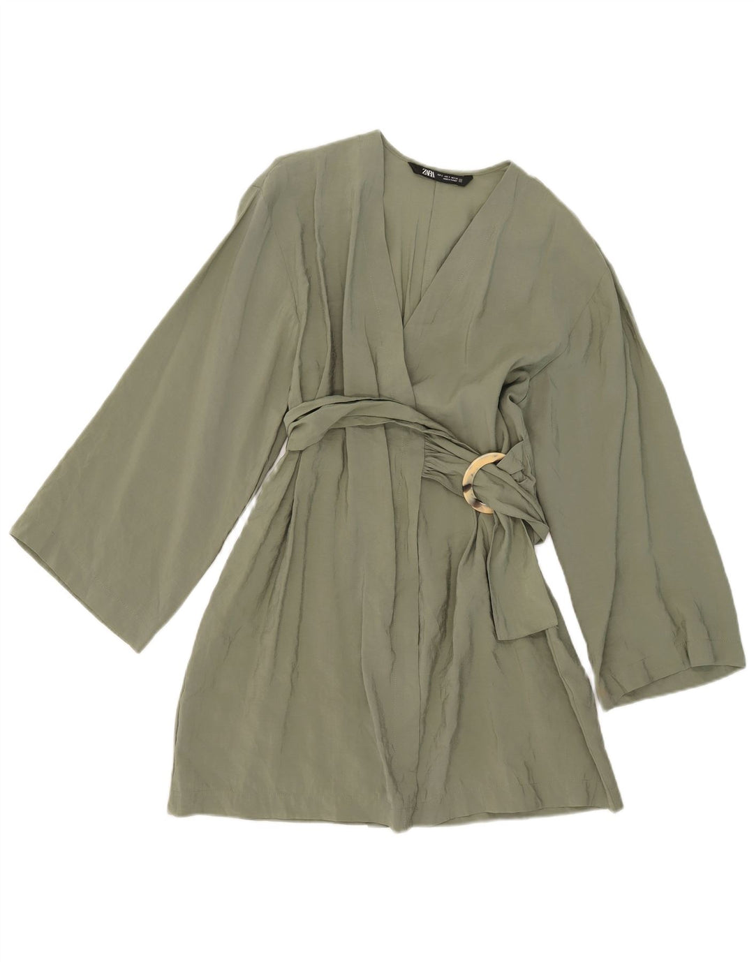 Zara Damen Wickelkleid UK 10 Small Khaki Modal