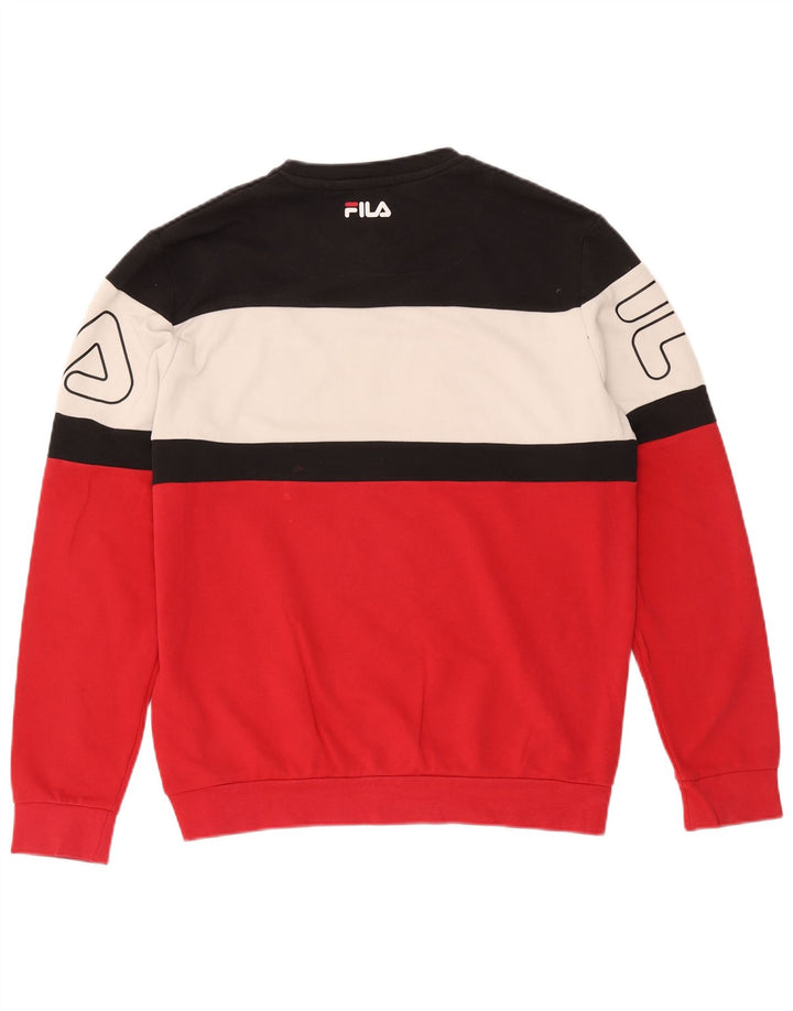 Fila Herren-Sweatshirt mit Grafik, groß, rot, Colourblock-Baumwolle