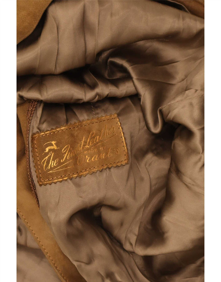 Vintage Damen 3-Knopf-Wildleder-Blazerjacke UK 14 Mittelbraun