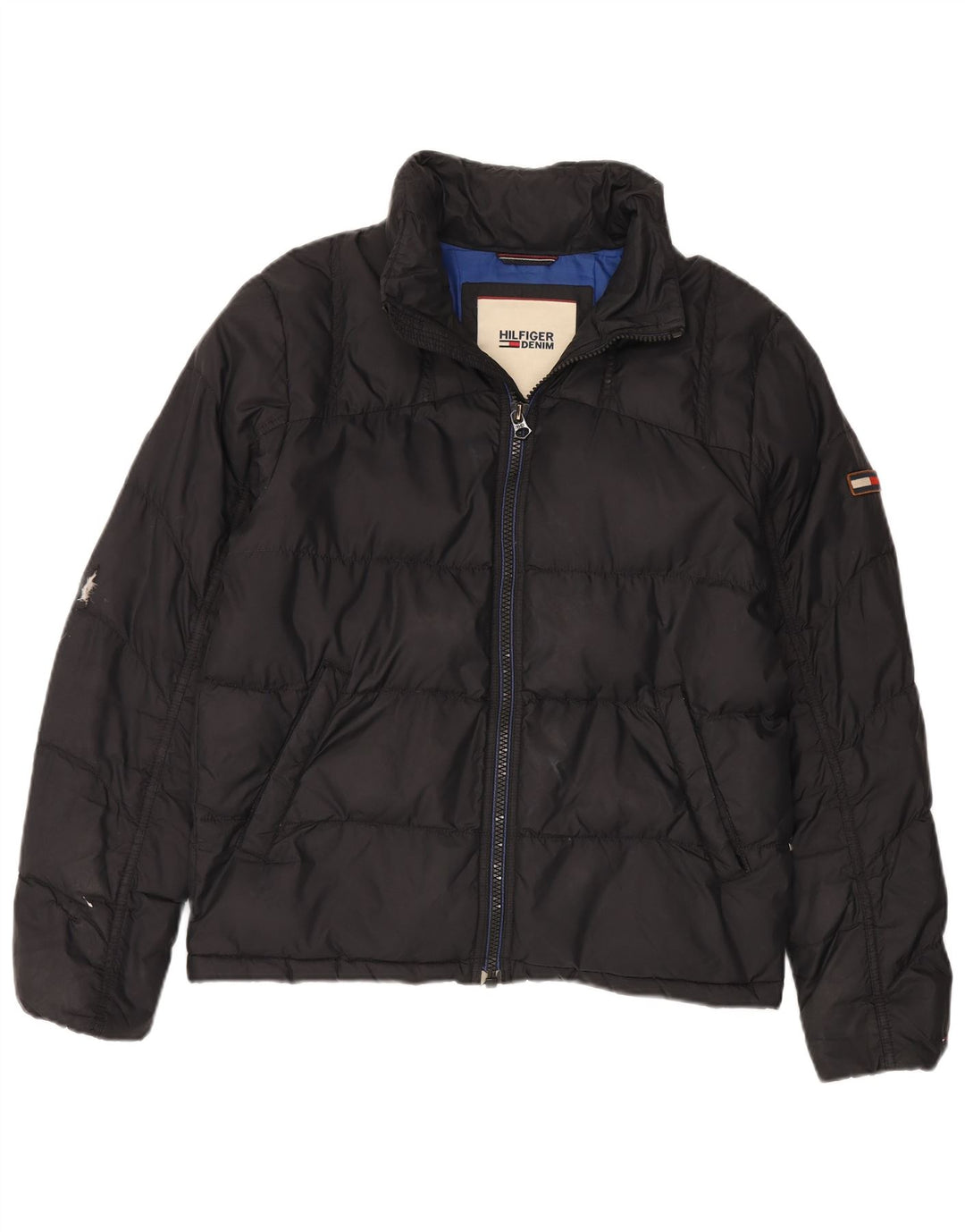 Tommy Hilfiger Herren Wattierte Jacke UK 38 Mittelschwarzes Nylon