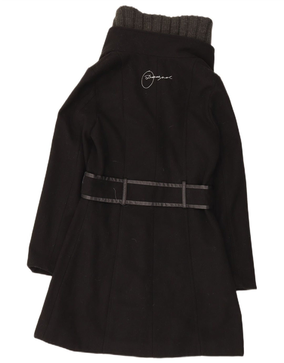 Desigual Womens Graphic Overcoat EU 36 Small Schwarz Polyester