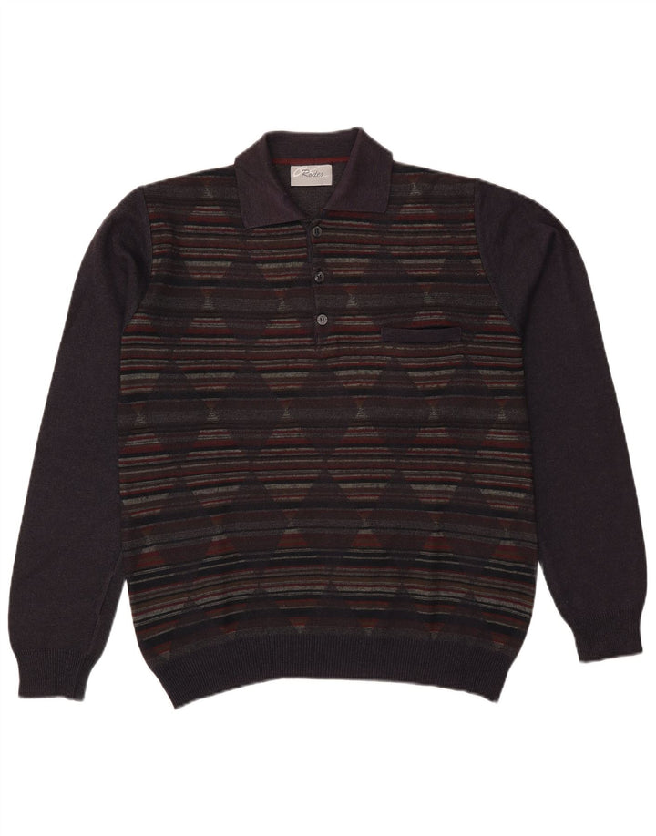 Rodes Herren-Pullover mit Rollkragen, groß, Marineblau, Argyle-/Diamant-Wolle