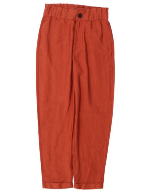 Zara Damen Tapered Casual Hose Small W26 L26 Braune Viskose