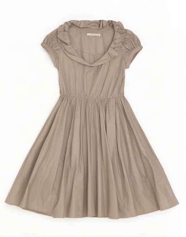 Zara Damen A-Linien-Kleid UK 12 Mittelgraues Polyester