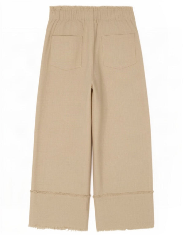 Zara Damen-Hose mit hoher Taille und weitem Bein, kurze Hose, Größe S, W26, L24, Beige, Baumwolle