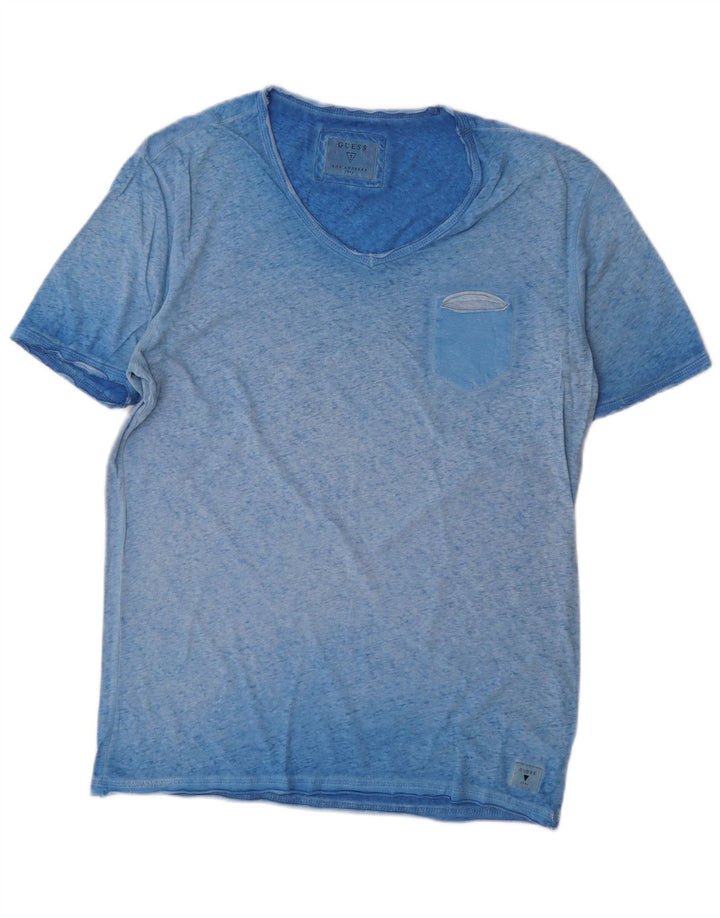 Guess Herren T-Shirt Top Large Blau meliert