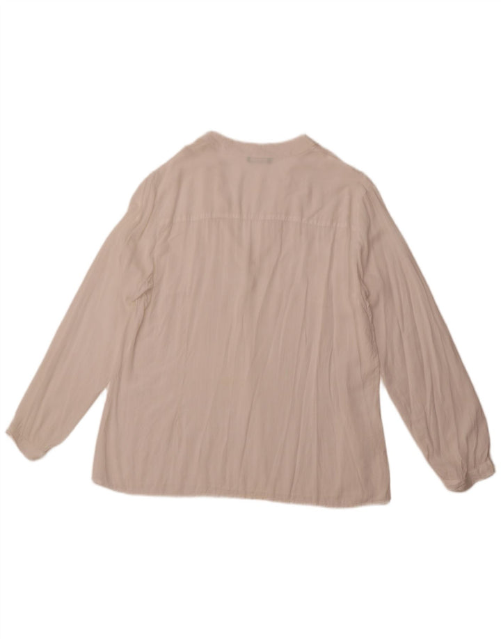 BENETTON Damen Langarm-Blusenoberteil UK 18 XL Weiß