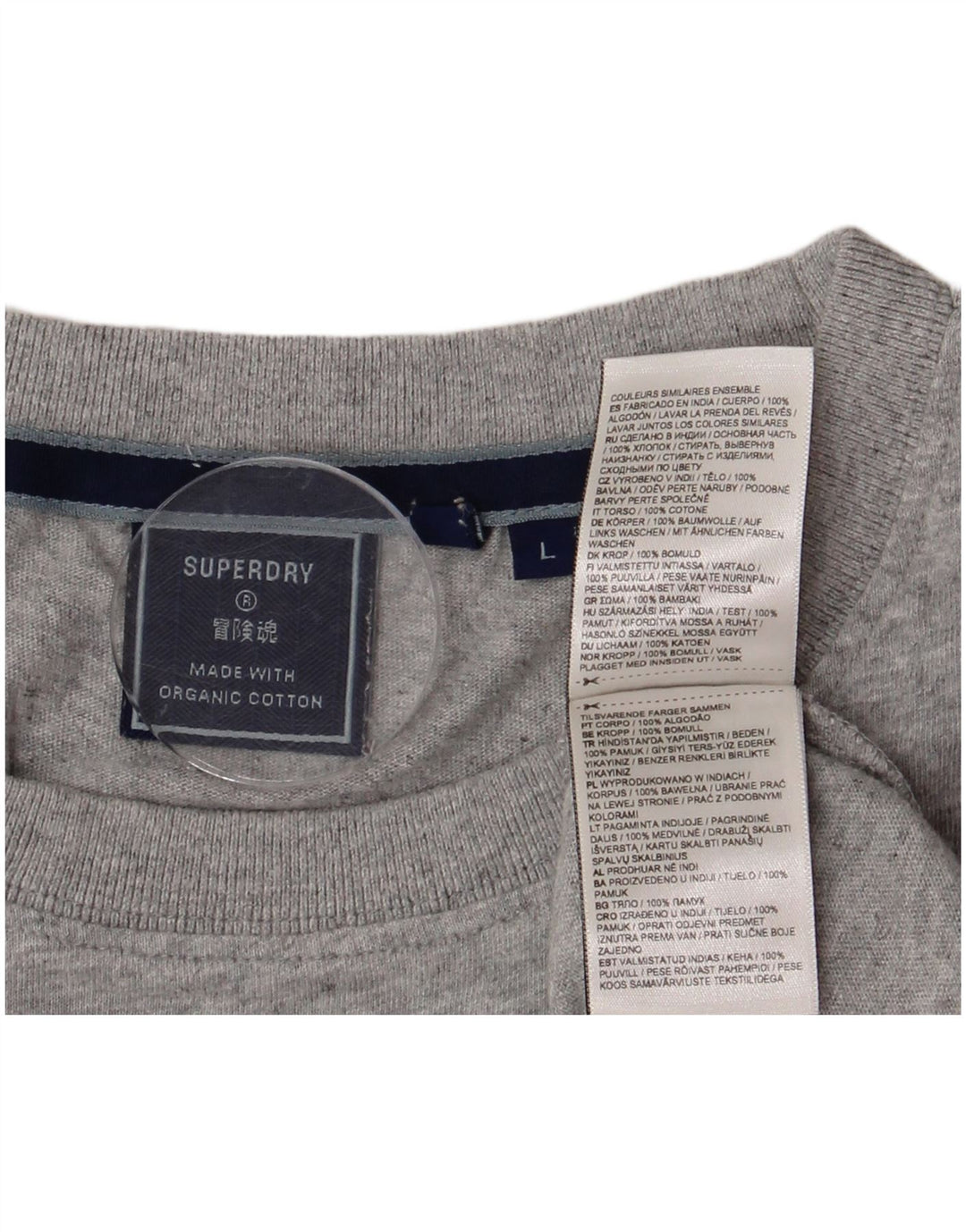 SUPERDRY Herren-T-Shirt-Oberteil, groß, grau gesprenkelte Baumwolle