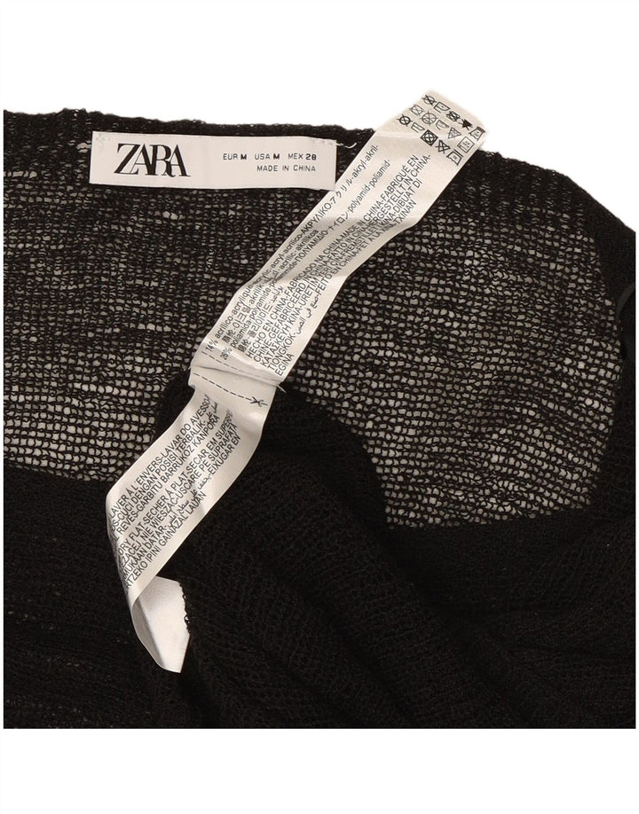 Zara Damen Poncho-Blusenoberteil UK 12 Medium Schwarz Acryl