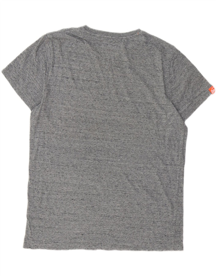SUPERDRY Herren-T-Shirt-Oberteil 2XL aus grau gesprenkelter Baumwolle