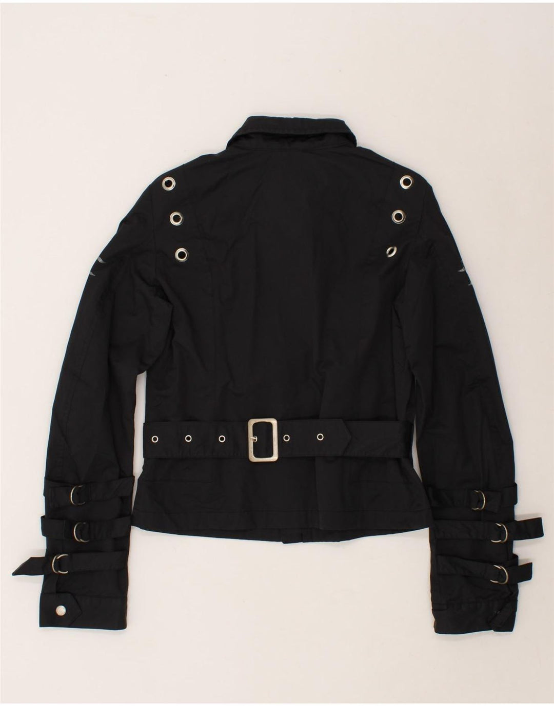 REPLAY Damen Bomberjacke mit Grafik, UK 14, Größe L, Schwarz, Baumwolle