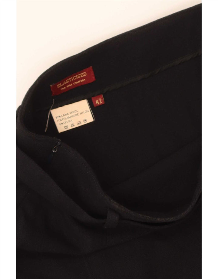 Vintage Damen Gerader Rock IT 42 Medium W26 Schwarze Wolle
