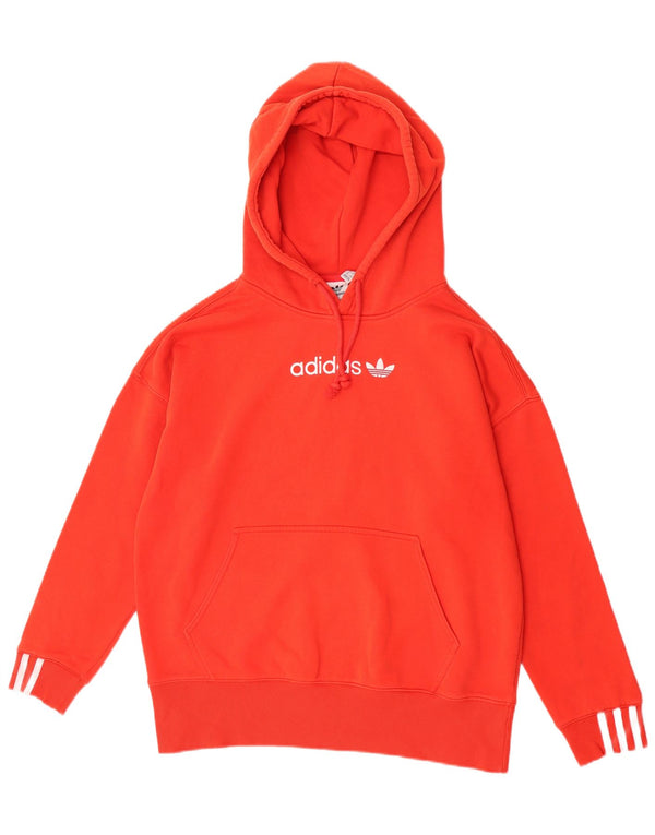 Adidas Womens Graphic Oversized Hoodie Pullover UK 8 Small Rote Baumwolle
