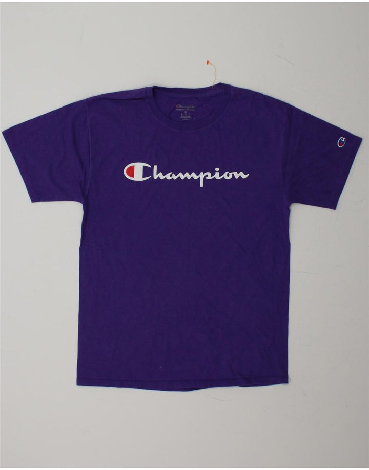 CHAMPION Mens Graphic T-Shirt Top Medium Purple Cotton Vintage Champion and Second-Hand Champion from Messina Hembry 