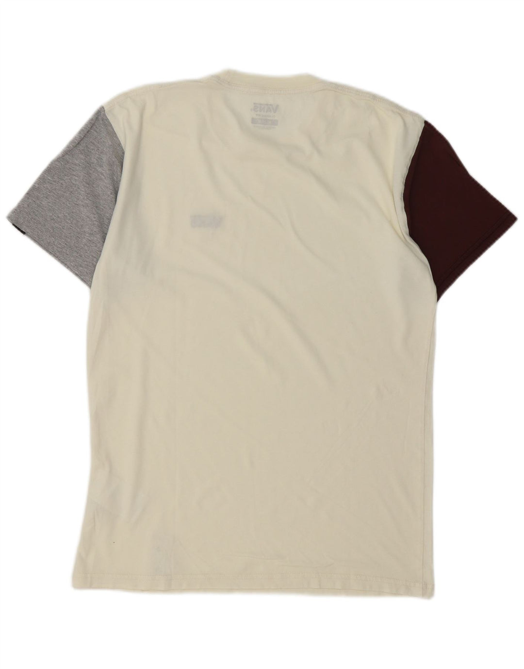 VANS Herren-T-Shirt mit klassischer Passform, mittelgroß, cremefarbene Blockfarben-Baumwolle
