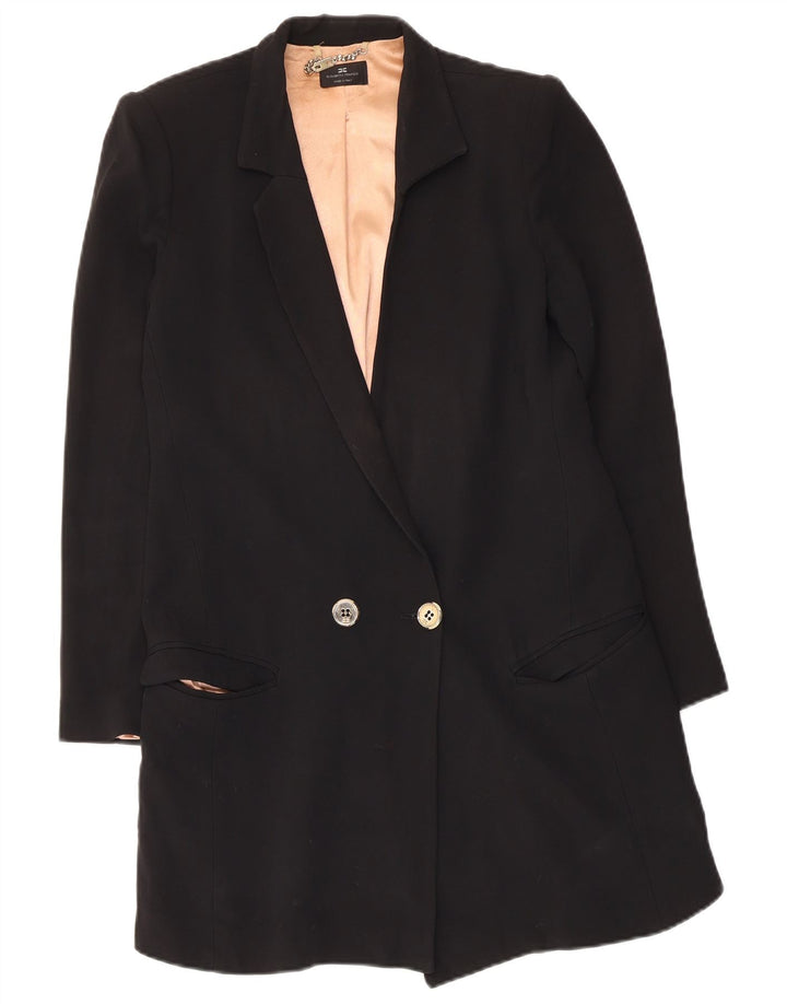 Elisabetta Franchi Damen Longline Blazer Jacke IT 42 Mittelschwarz