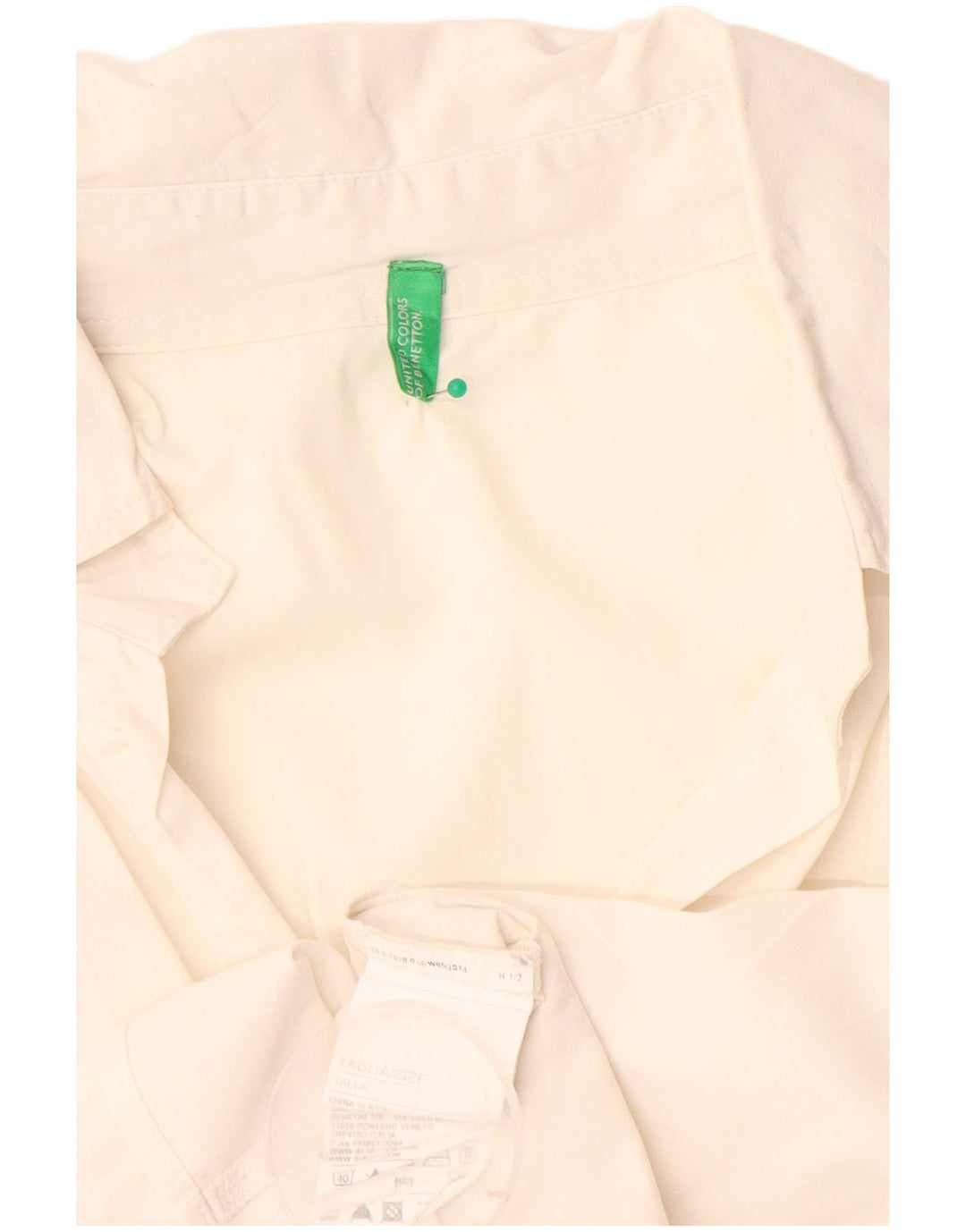 Benetton Damen-Pullover-Hemd, UK-Größe 46, Größe L, cremefarbene Baumwolle