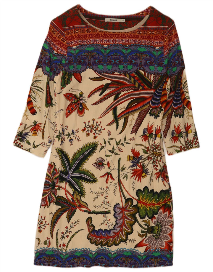 DESIGUAL Grafisches Etuikleid für Damen, EU 36, klein, mehrfarbig, mit Blumenmuster