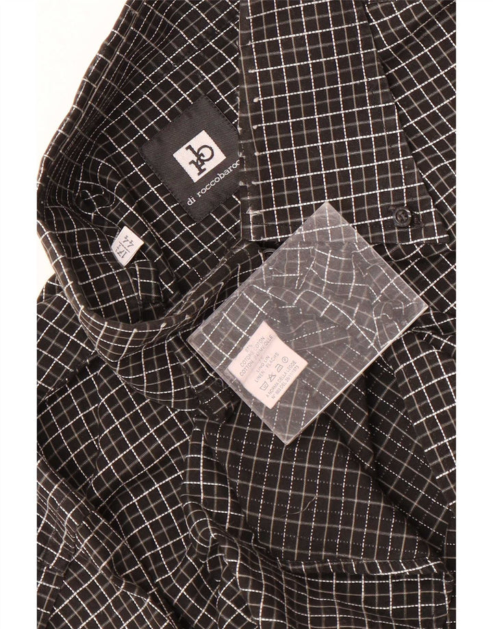 Roccobarocco Herrenhemd, Größe 44 17 1/2 XL, schwarz karierte Baumwolle