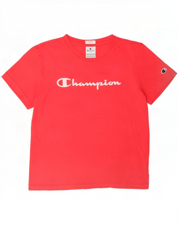 Champion Damen Grafik-T-Shirt-Oberteil UK 16 Large Rosa Baumwolle