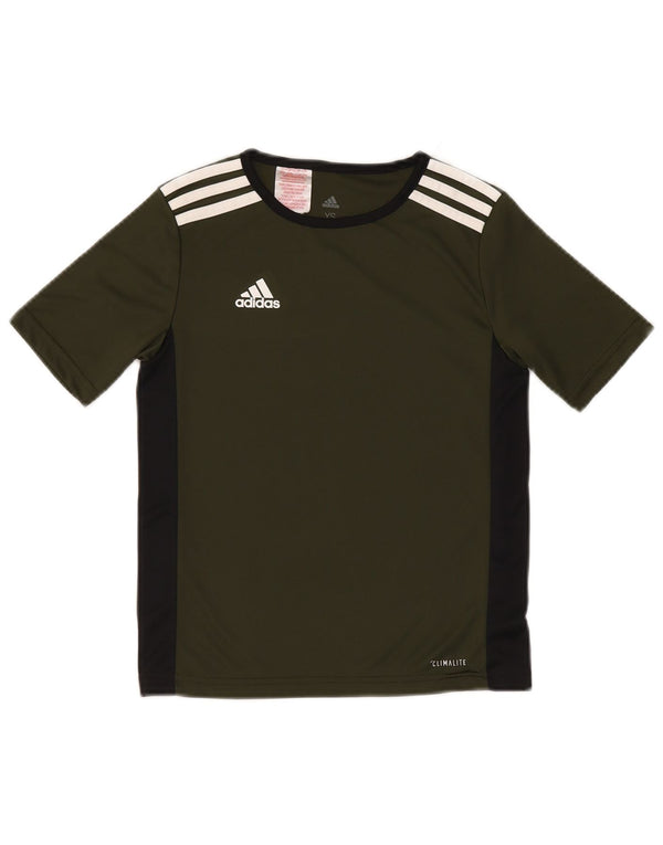 Adidas Climalite T-Shirt für Jungen, 9–10 Jahre, Größe S, Khaki, Farbblock