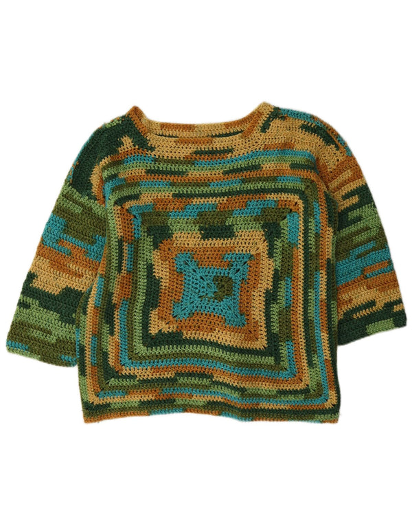 Vintage Damen Pullover mit U-Boot-Ausschnitt, Gr. 14, mittelmehrfarbig