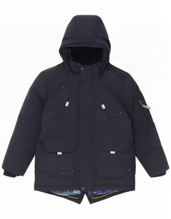 Ted Baker Wattierte Jacke mit Kapuze für Jungen, 6–7 Jahre, marineblaues Nylon