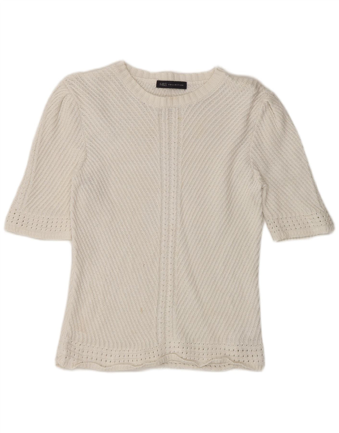 Marks & Spencer Damen-Pullover mit U-Boot-Ausschnitt, Gr. 14, Mittel, gebrochenes Weiß