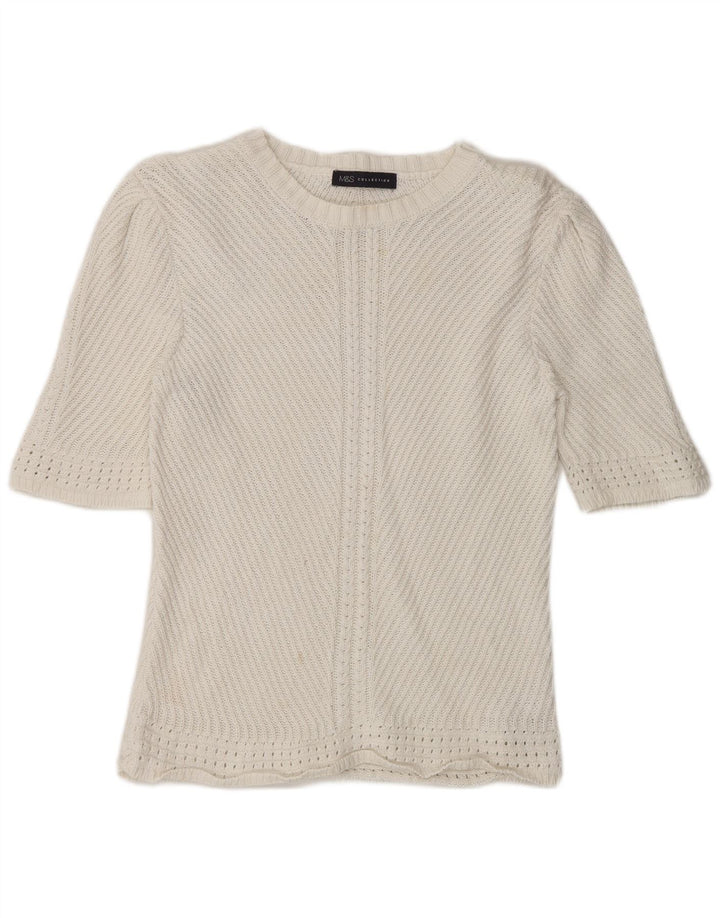 Marks & Spencer Damen-Pullover mit U-Boot-Ausschnitt, Gr. 14, Mittel, gebrochenes Weiß