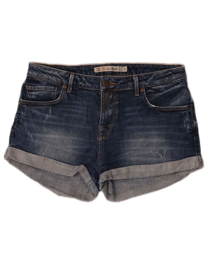 Zara Damen Jeansshorts EU 40 Medium W30 Marineblaue Baumwolle
