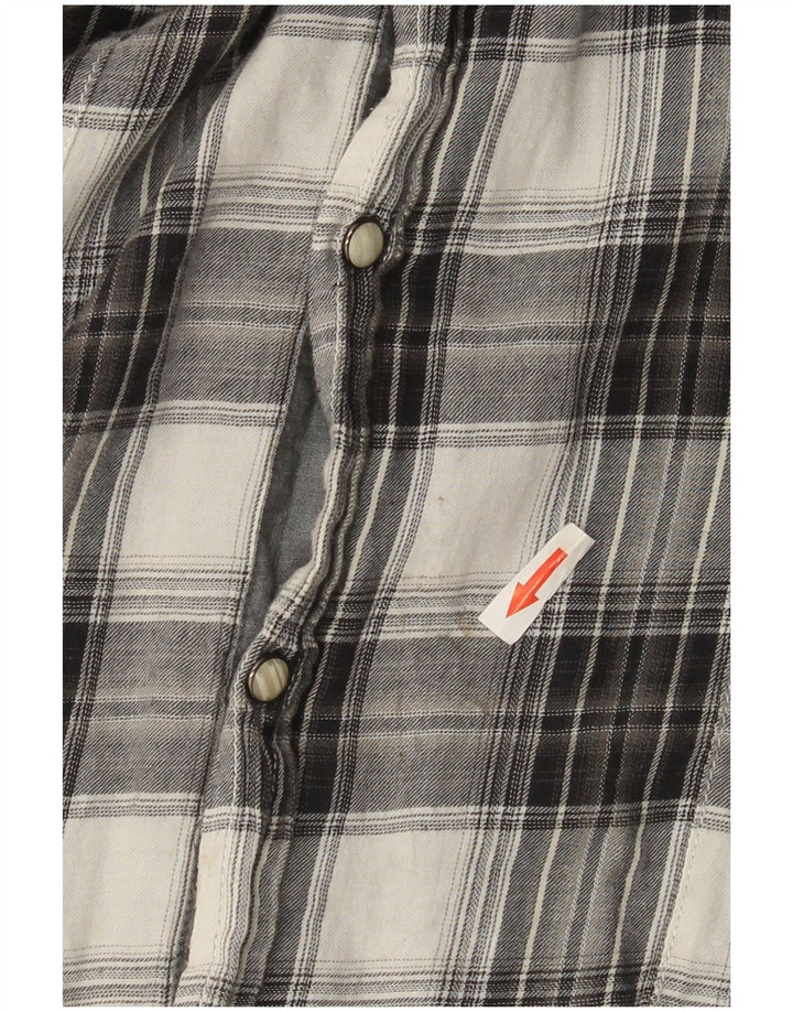 Jack & Jones Herren-Kurzarm-Flanellhemd, groß, grau kariert, Baumwolle