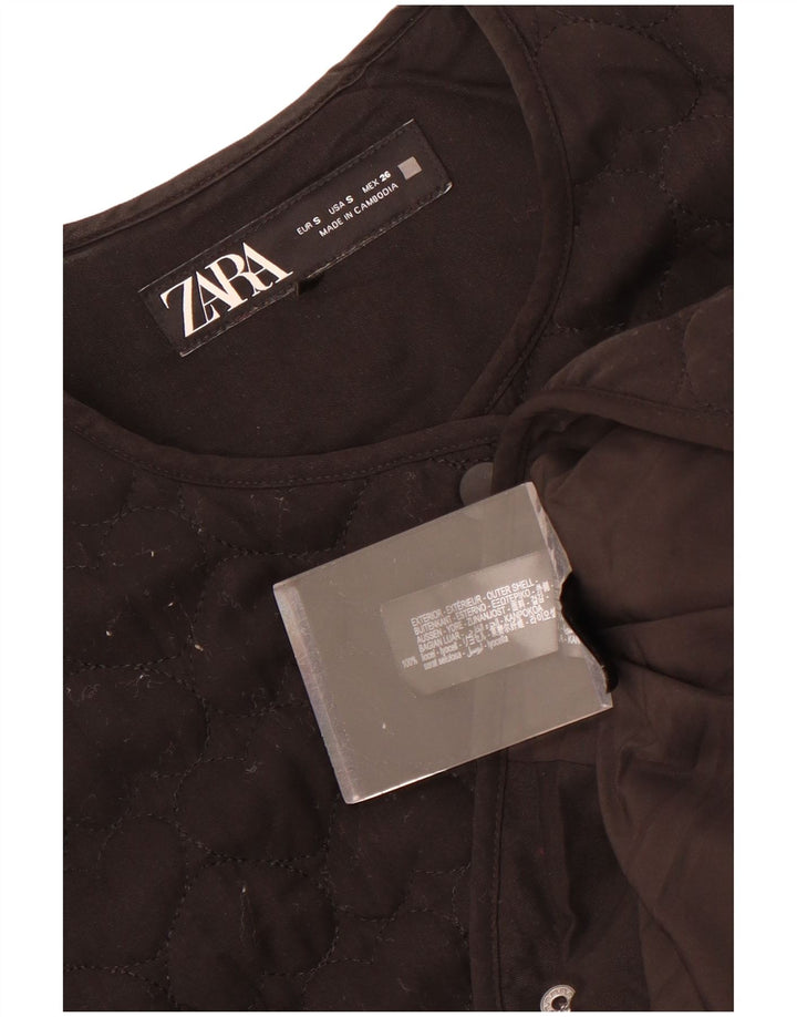 Zara Damen Übergroße Steppjacke UK 10 Small Schwarz Lyocell