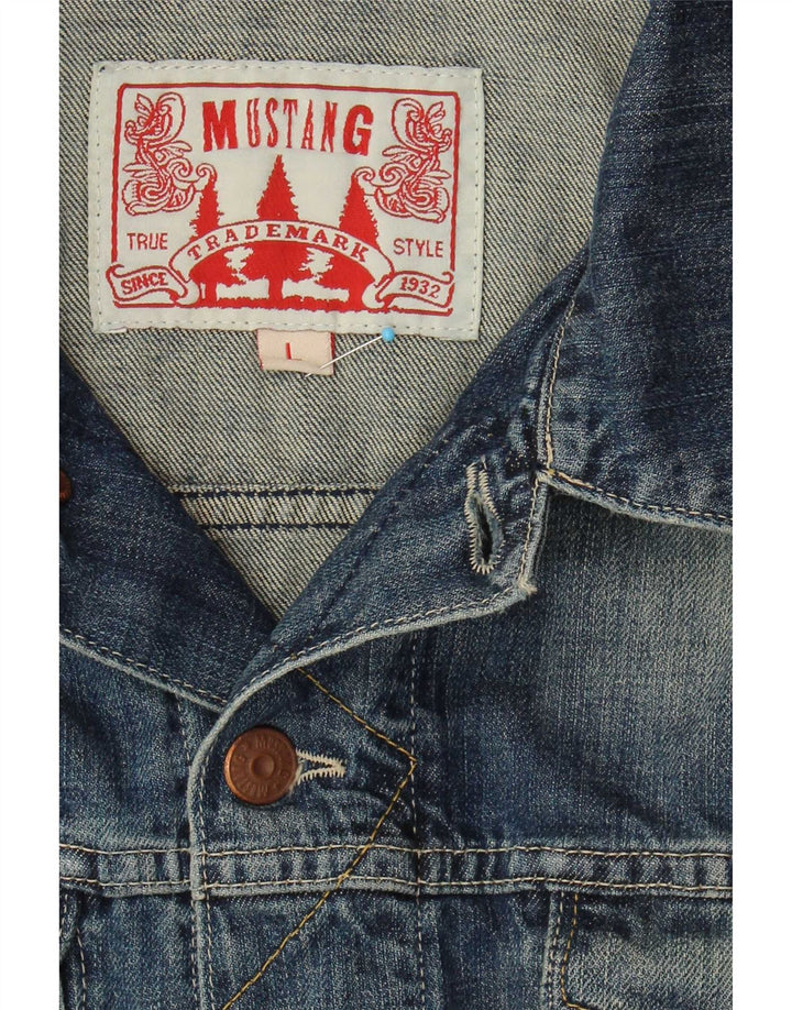 Mustang Herren Jeansjacke UK 40 Große blaue Baumwolle