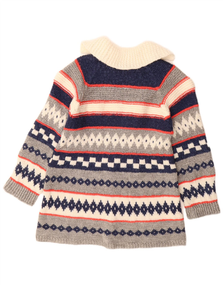 Vintage Damen Cardigan Pullover UK 12 Mittelgrau Geometrisch