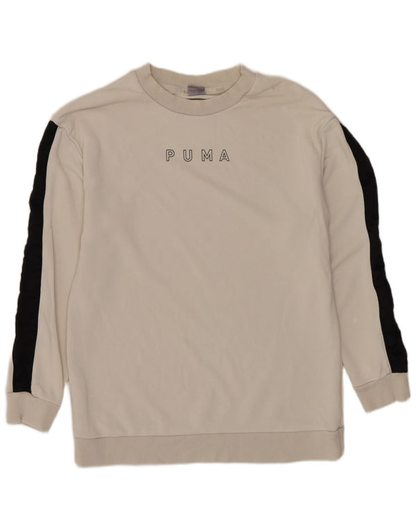 PUMA Mens Graphic Sweatshirt Jumper XS White Colourblock Cotton