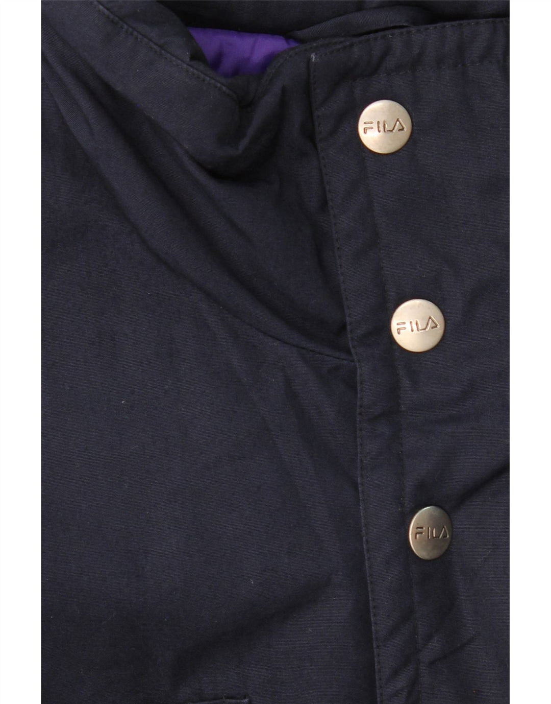 FILA Mens Hooded Windbreaker Jacket UK 42 XL Navy Blue Vintage Fila and Second-Hand Fila from Messina Hembry 
