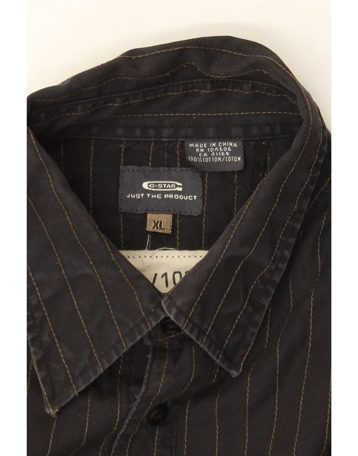 G-Star Herren Graphic Kurzarmhemd XL Schwarz Nadelstreifen Baumwolle