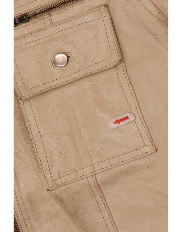 Pinko Damen Lederjacke IT 42 Mittelbeige