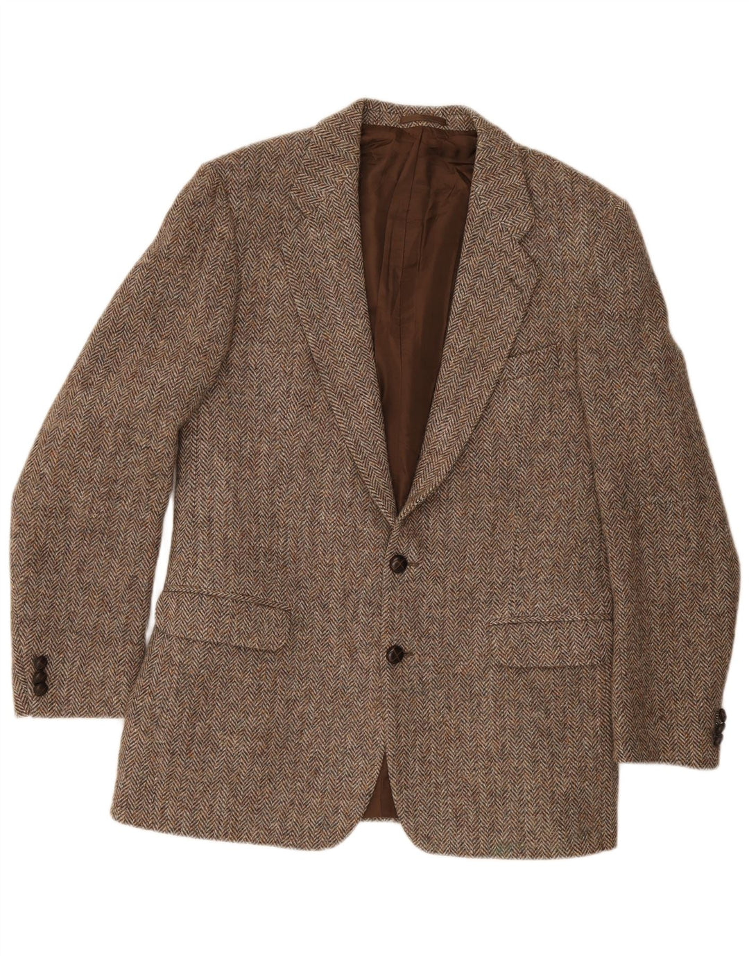 Harris Tweed Herren St. Michael Blazer Jacke UK 40 Großes braunes Fischgrätenmuster