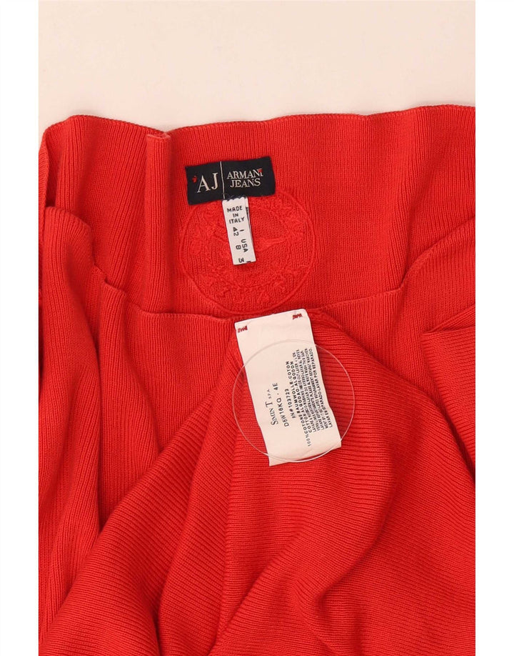 Armani Damen-Top, 3/4-Ärmel, UK-Größe 12, mittelrote Baumwolle